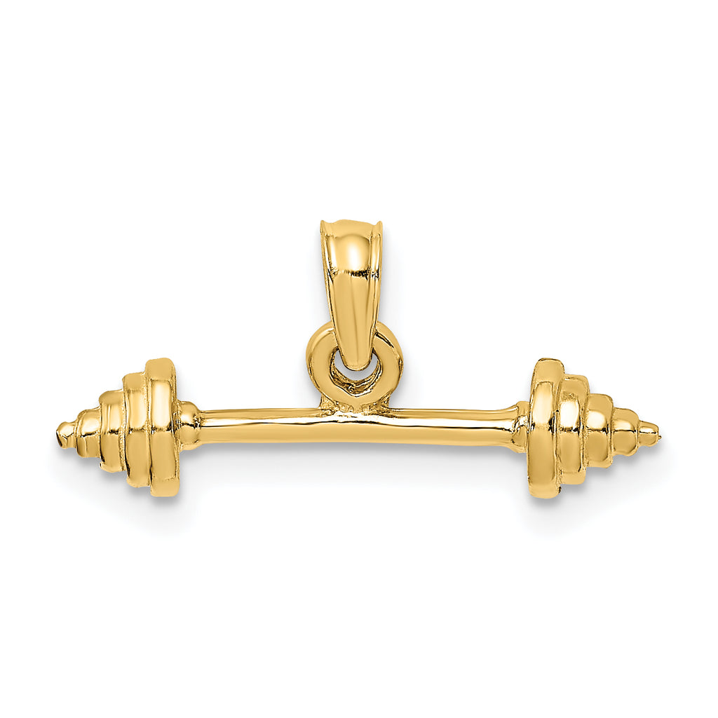 10K Solid Polished 3-D Barbell Charm