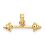 10K Solid Polished 3-D Barbell Charm