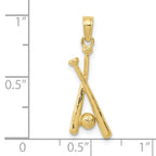 10K Polished Open-Backed Bats and Baseball Pendant