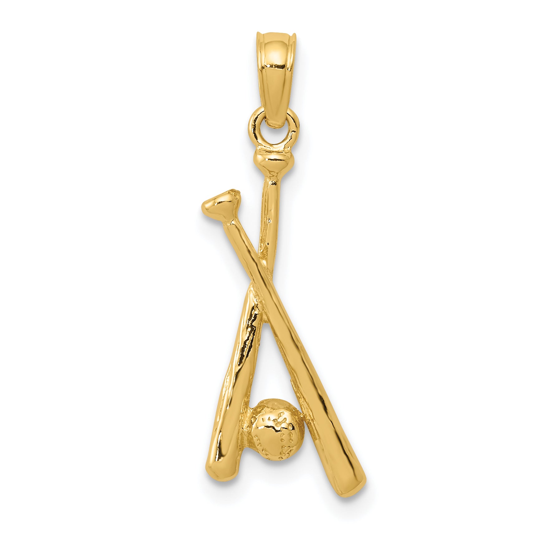 10K Polished Open-Backed Bats and Baseball Pendant Main image