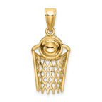 10K Polished Basketball and Net Charm