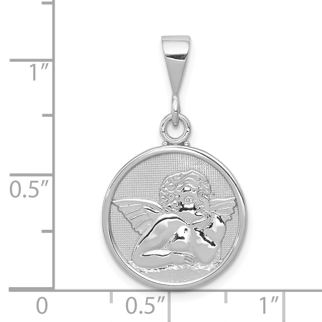 10k White Gold Polished & Satin Angel Pendant