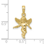 10k  3D Polished Solid Angel Pendant
