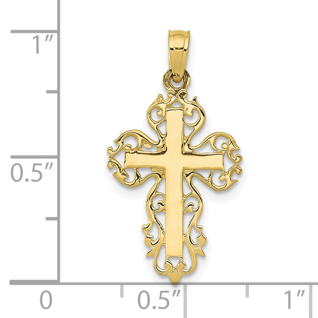 10K None Fancy Cross Pendant - view 3