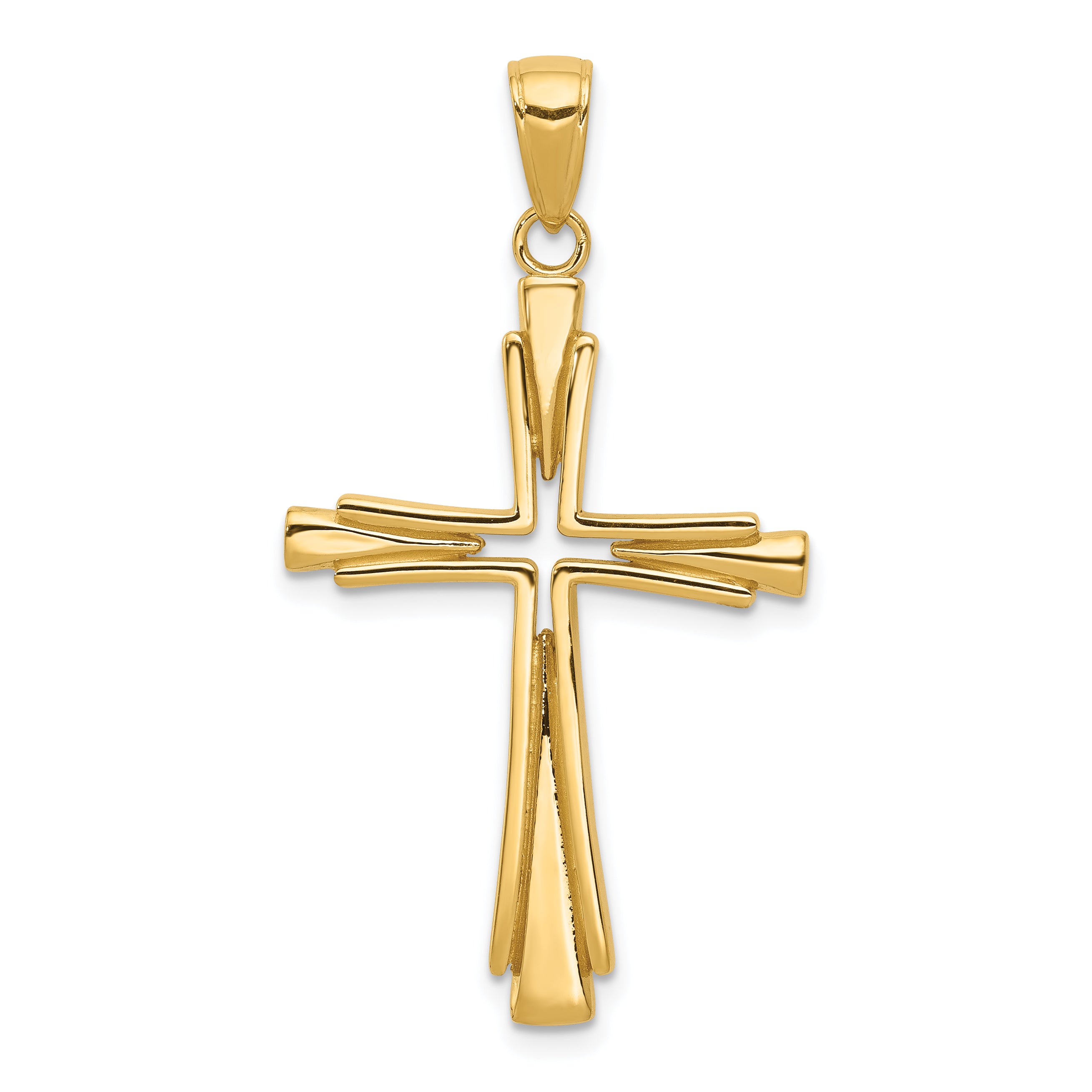 10K Polished Solid Cross Pendant Main image