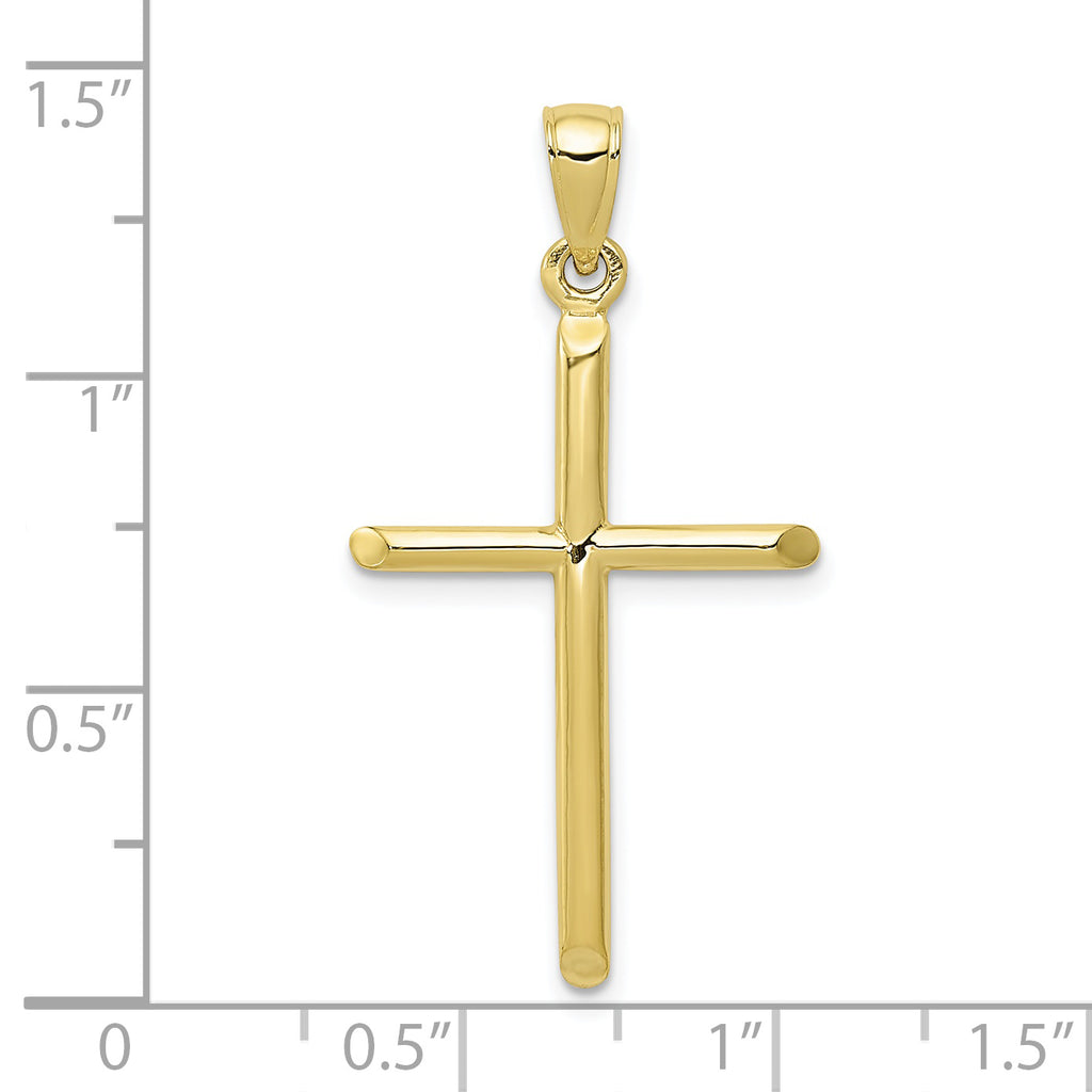 10K None Tubular Cross Pendant - view 3