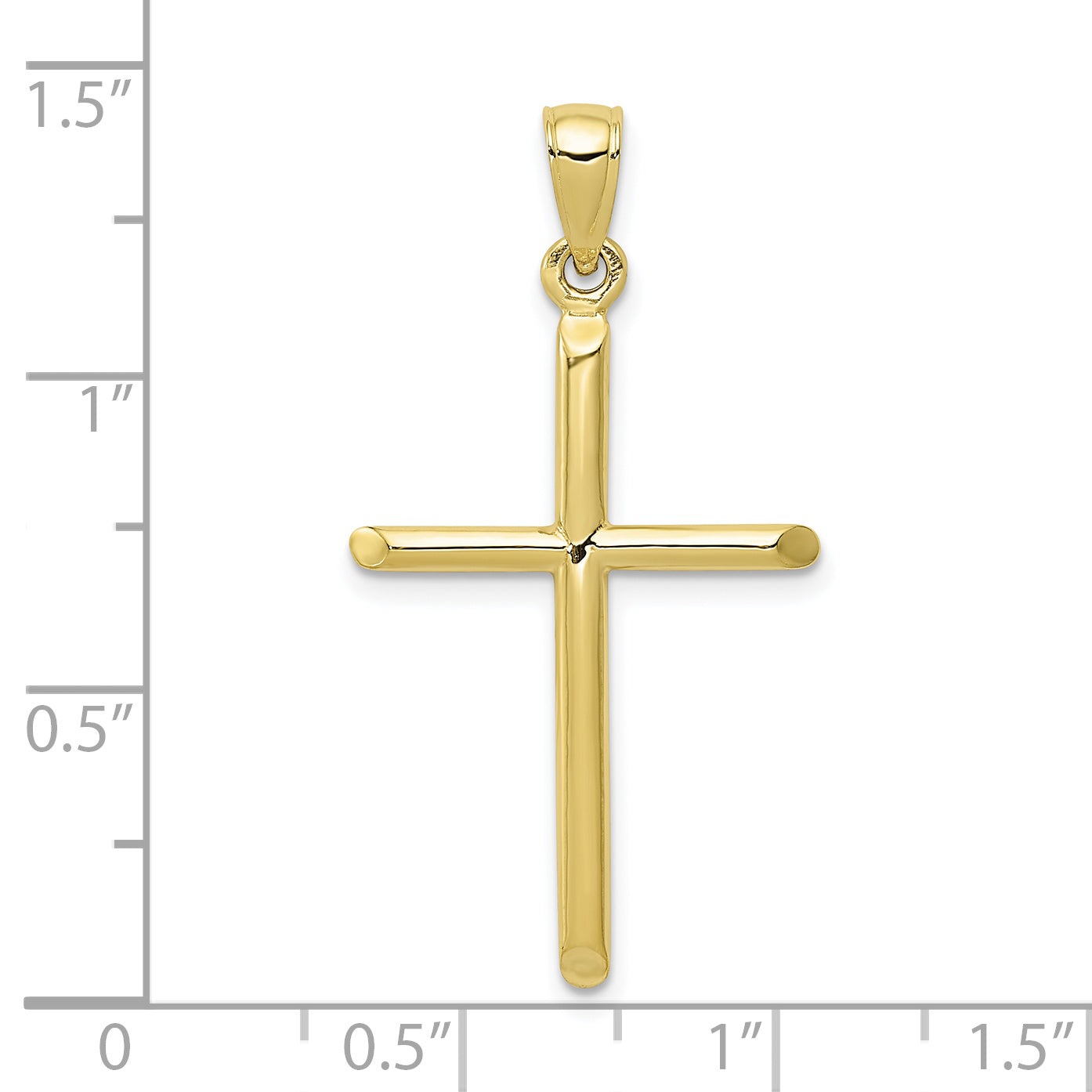 10K None Tubular Cross Pendant - view 3