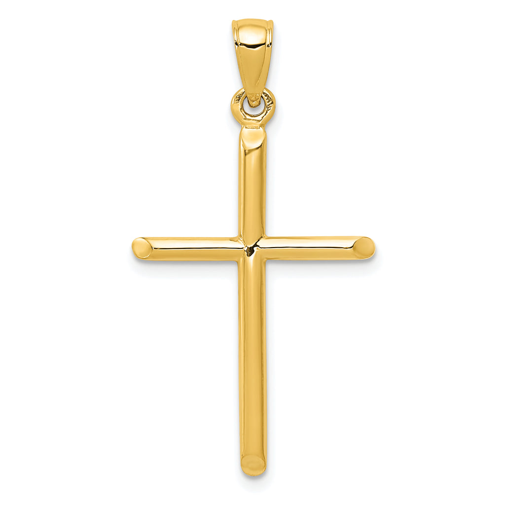 10K None Tubular Cross Pendant