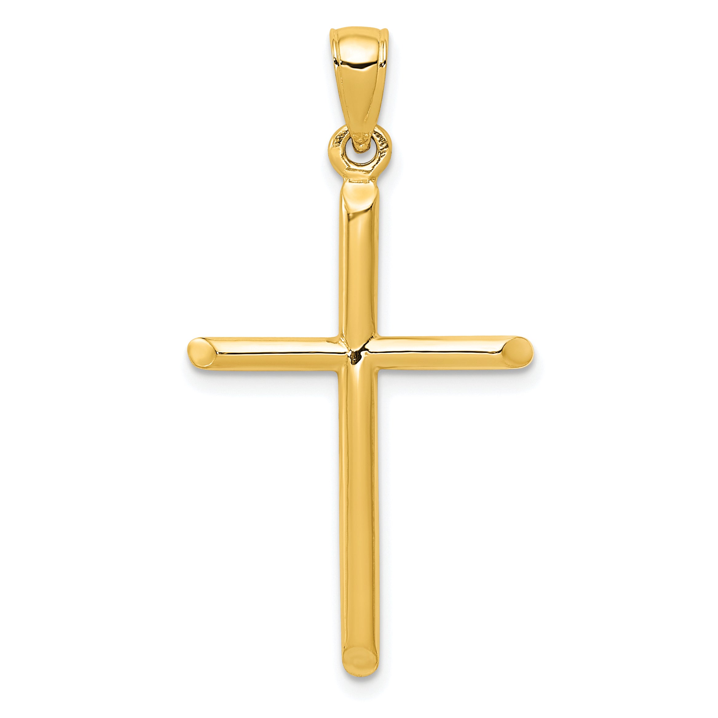 10K None Tubular Cross Pendant