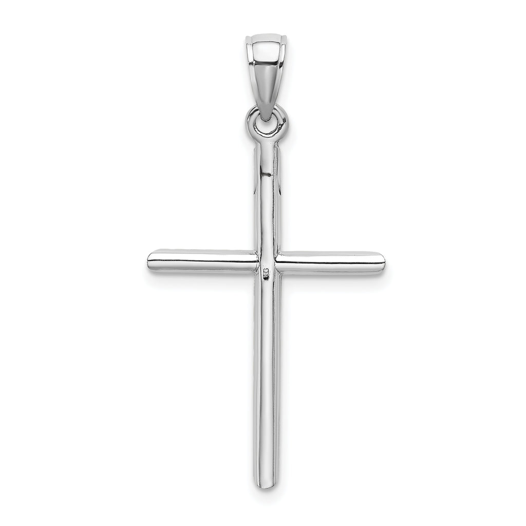 10K White Gold White Gold Tubular Cross Pendant - view 4