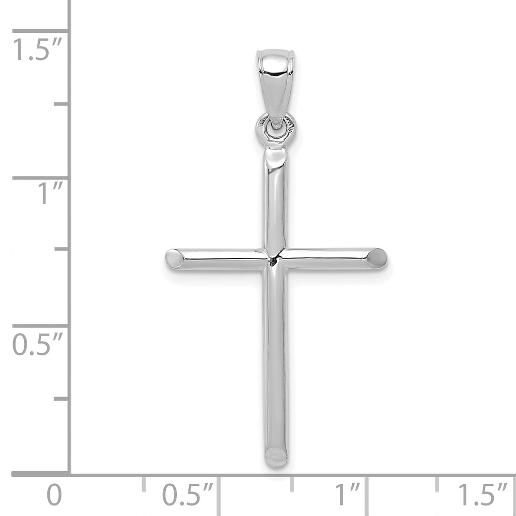 10K White Gold White Gold Tubular Cross Pendant - view 3