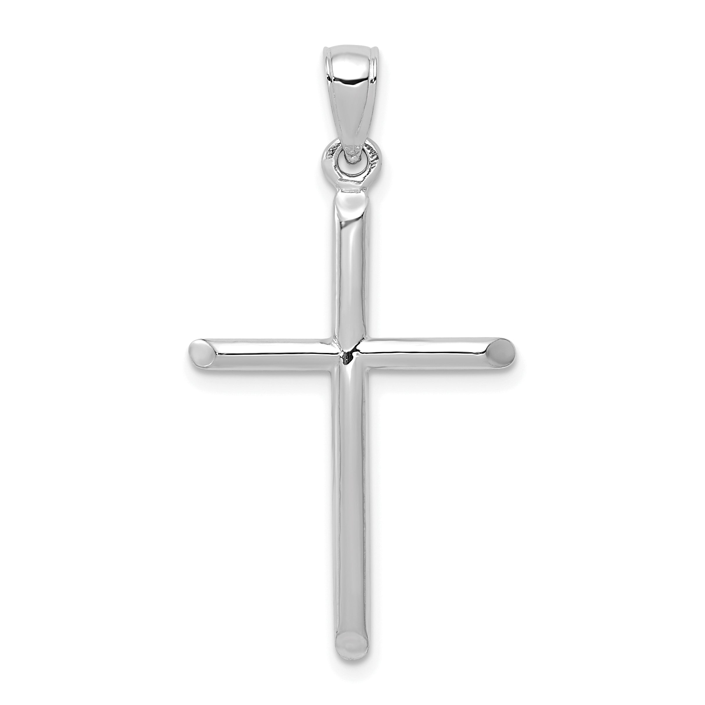 10K White Gold White Gold Tubular Cross Pendant