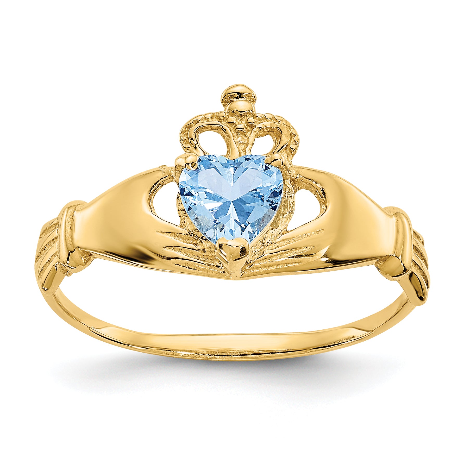 10k CZ March Birthstone Claddagh Heart Ring Main image