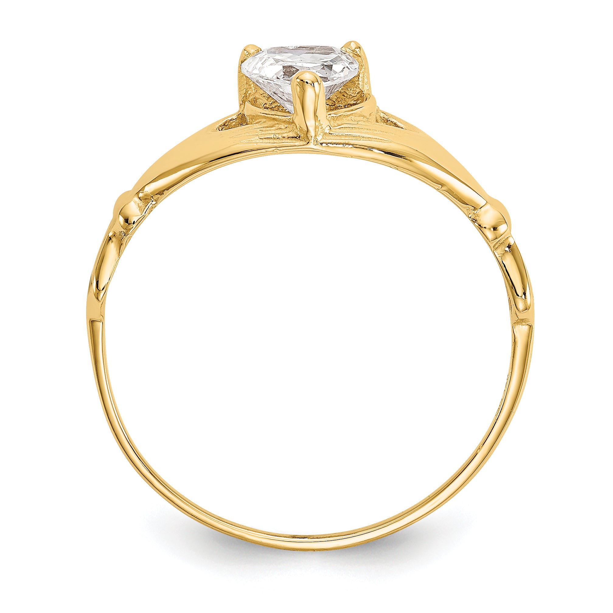 10k CZ April Birthstone Claddagh Heart Ring Secondary image