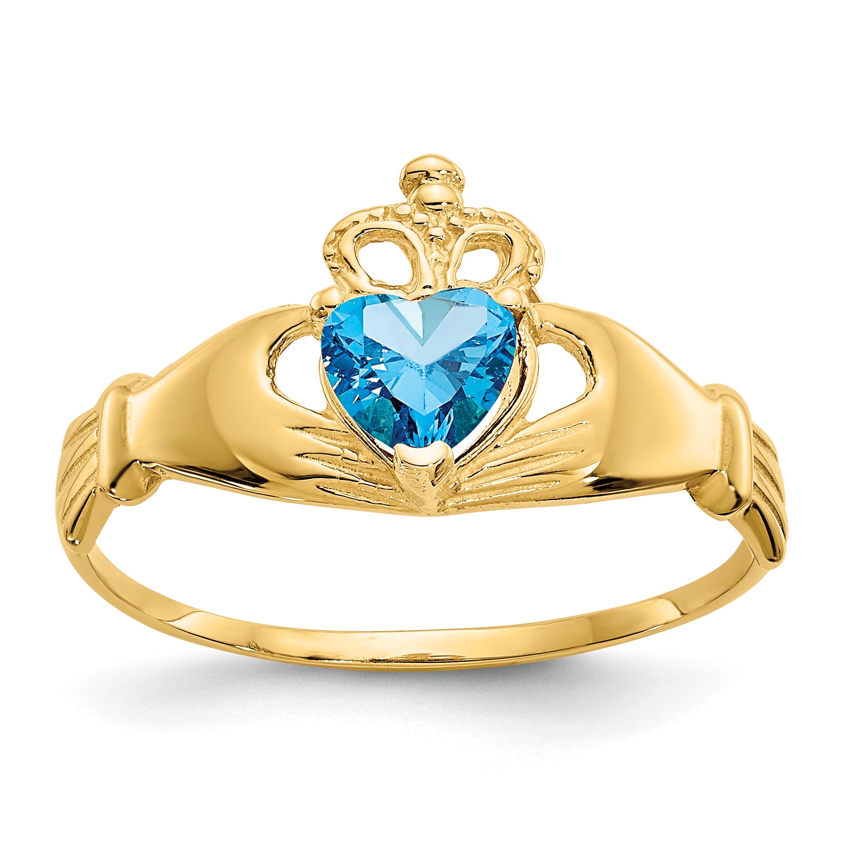 10k CZ December Birthstone Claddagh Heart Ring Main image