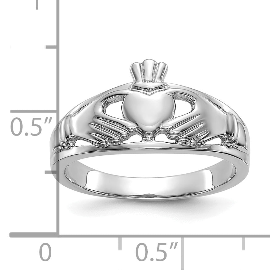 10k White Gold Ladies Claddagh Ring