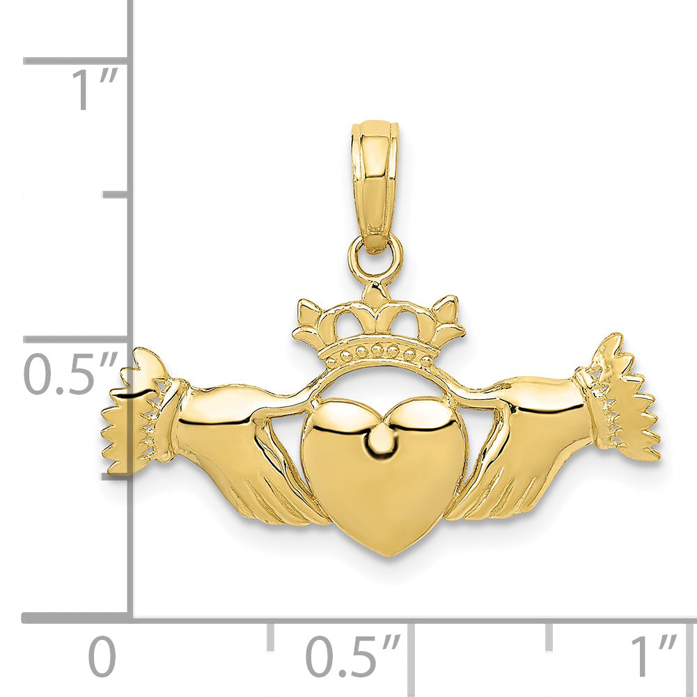 10k Polished Claddagh Pendant
