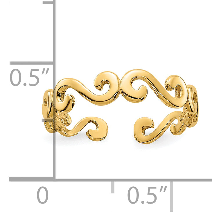 10k Swirl Toe Ring