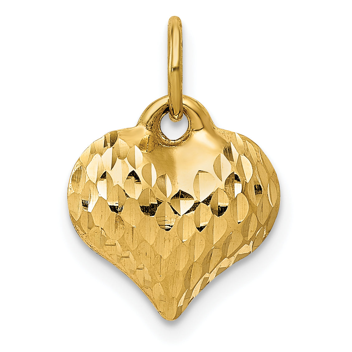 10K Polished & Textured 3-D Heart Pendant Main image