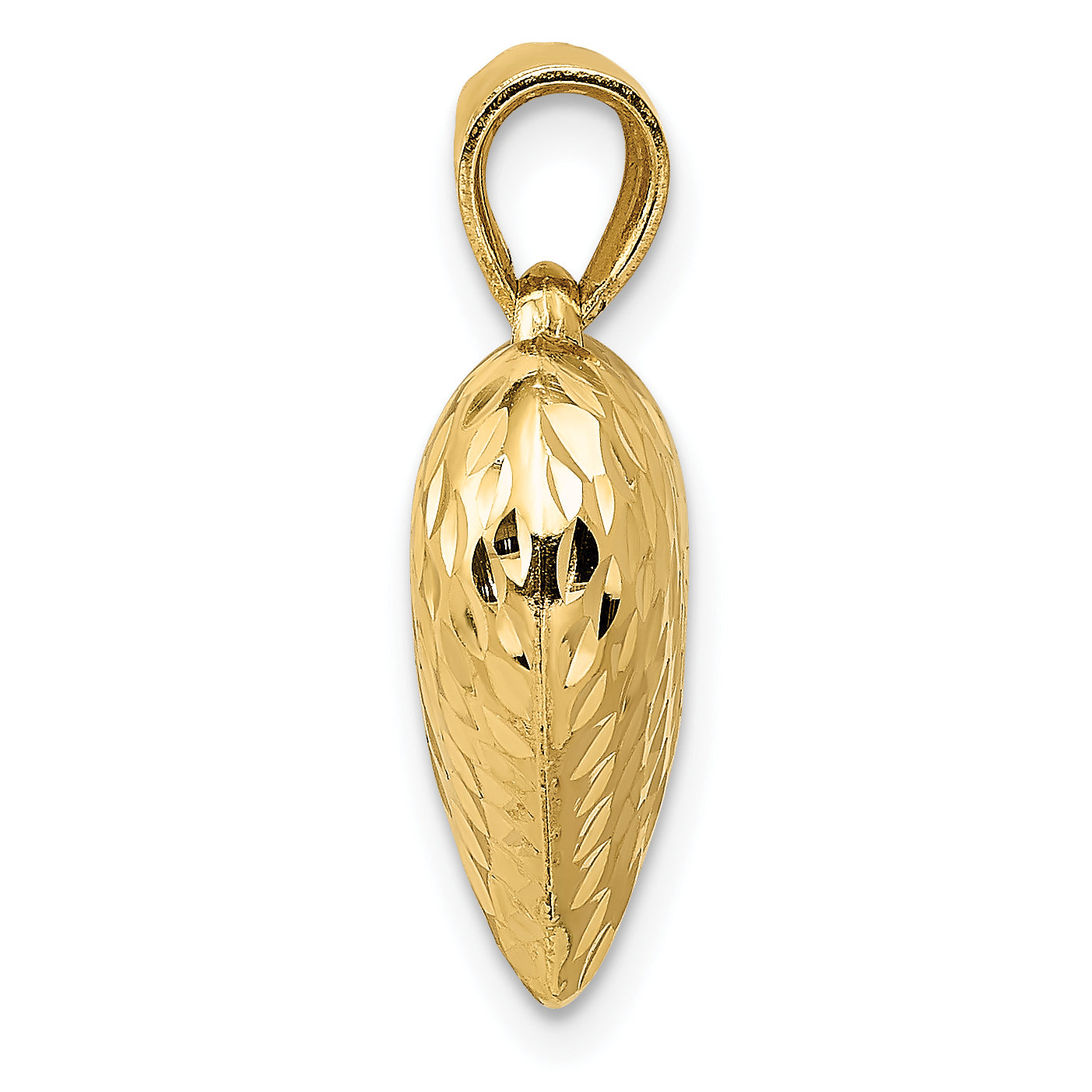 10K Polished & Textured 3-D Heart Pendant Secondary image