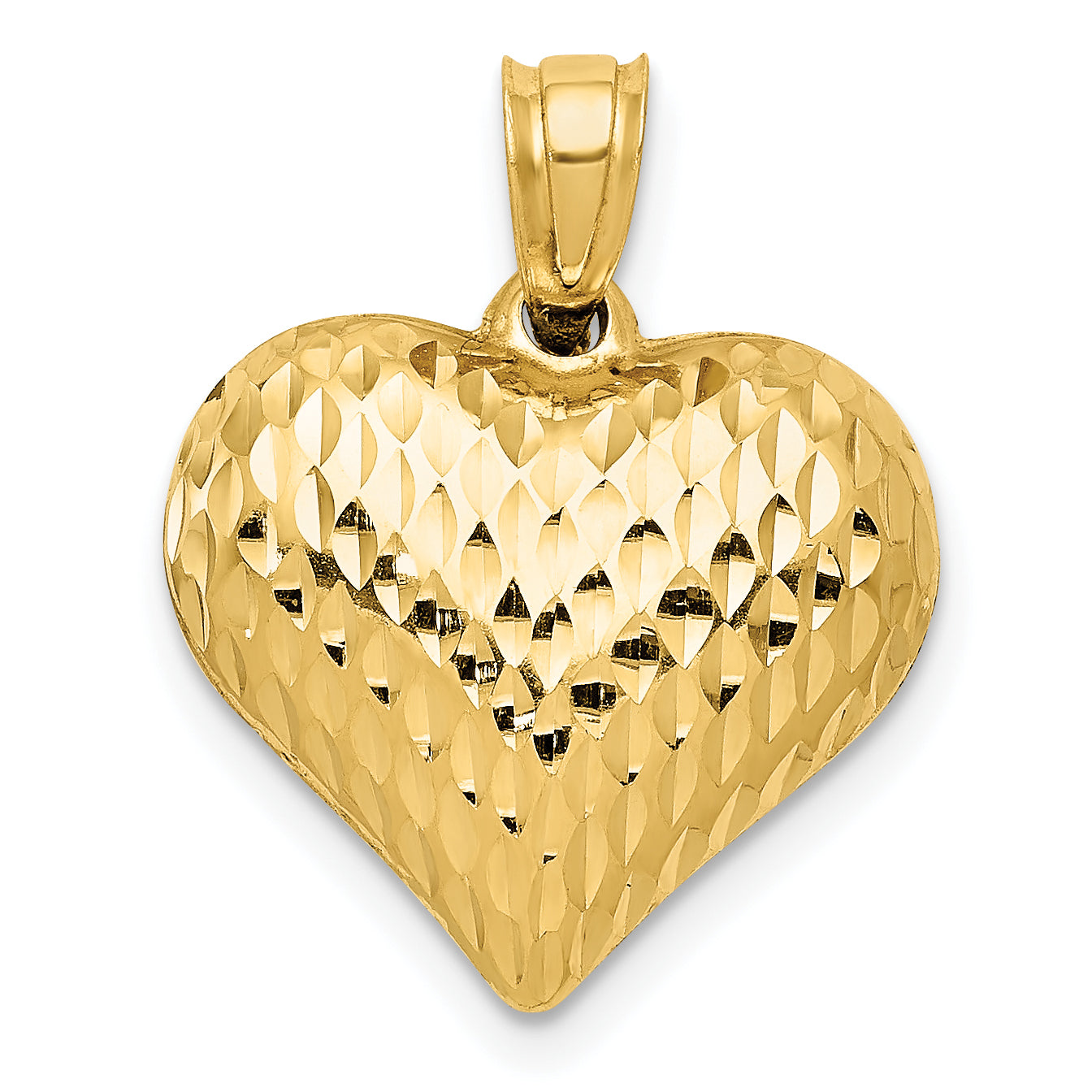 10K Polished & Textured 3-D Heart Pendant Main image
