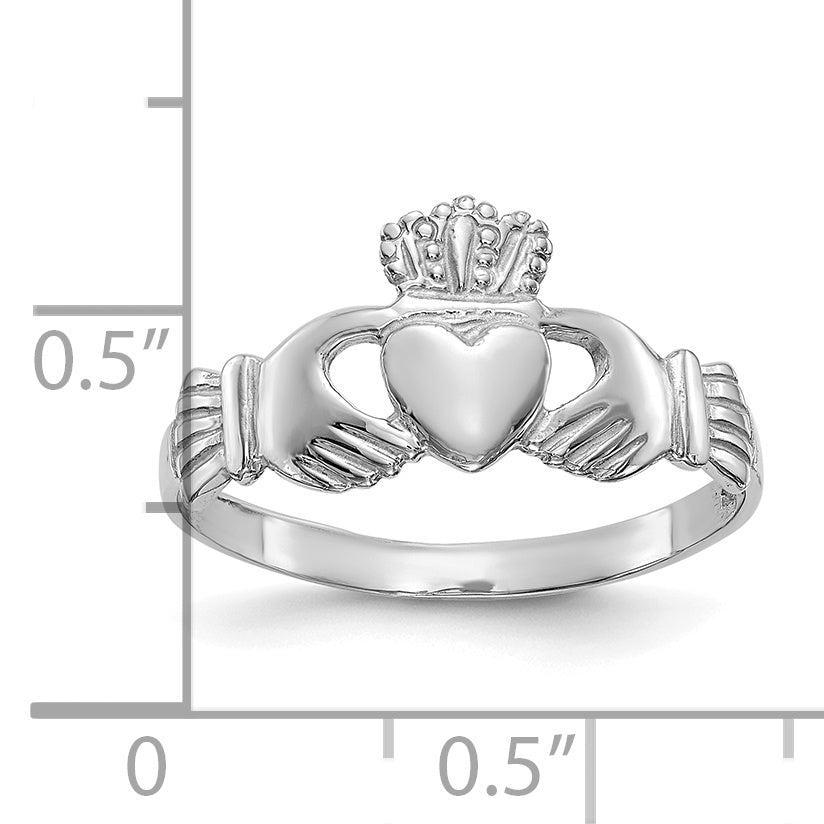 10k White Gold Ladies Claddagh Ring Secondary image