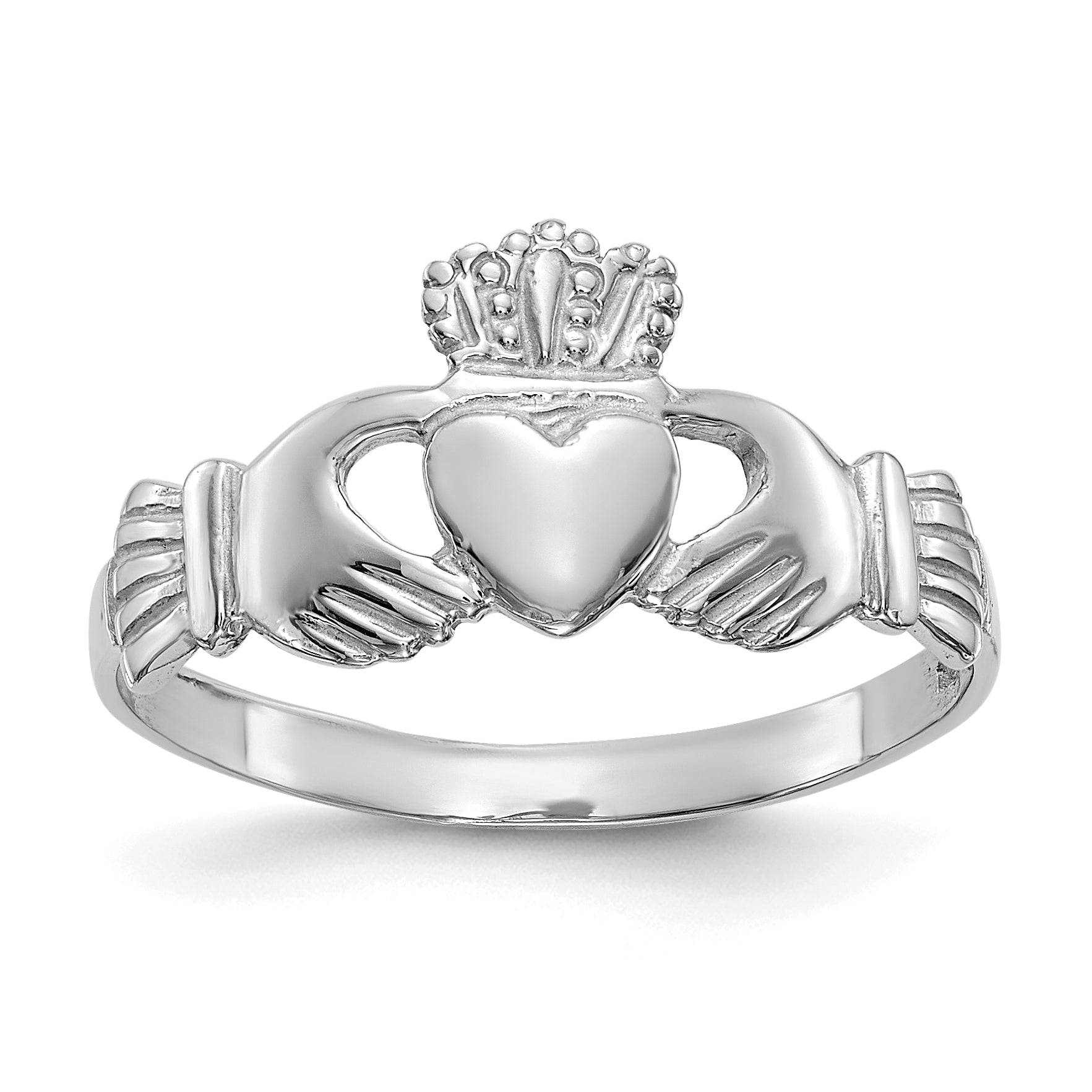 10k White Gold Ladies Claddagh Ring Main image