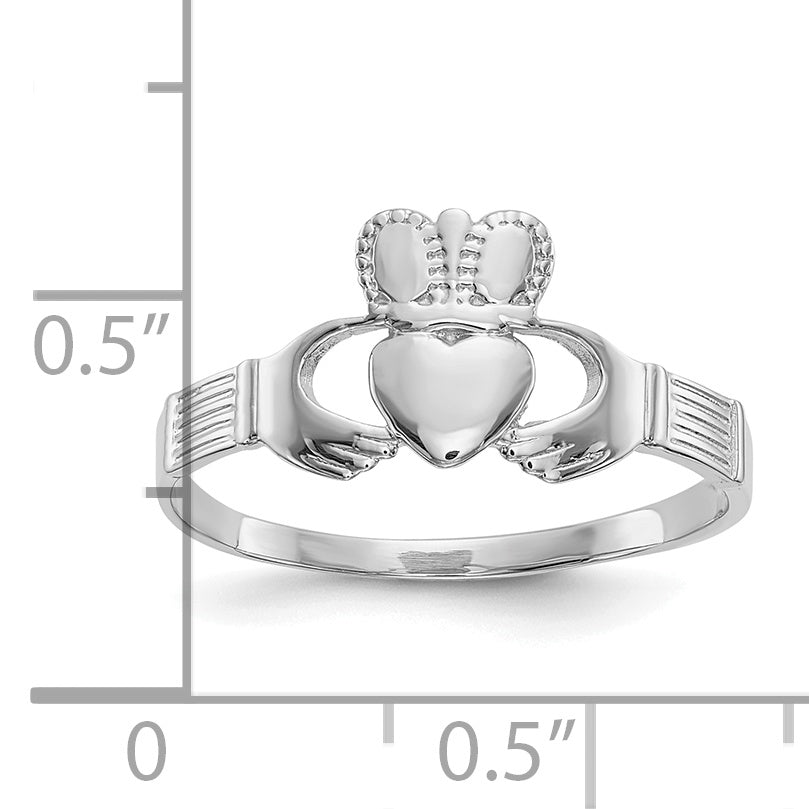 10k White Gold Ladies Claddagh Ring Secondary image