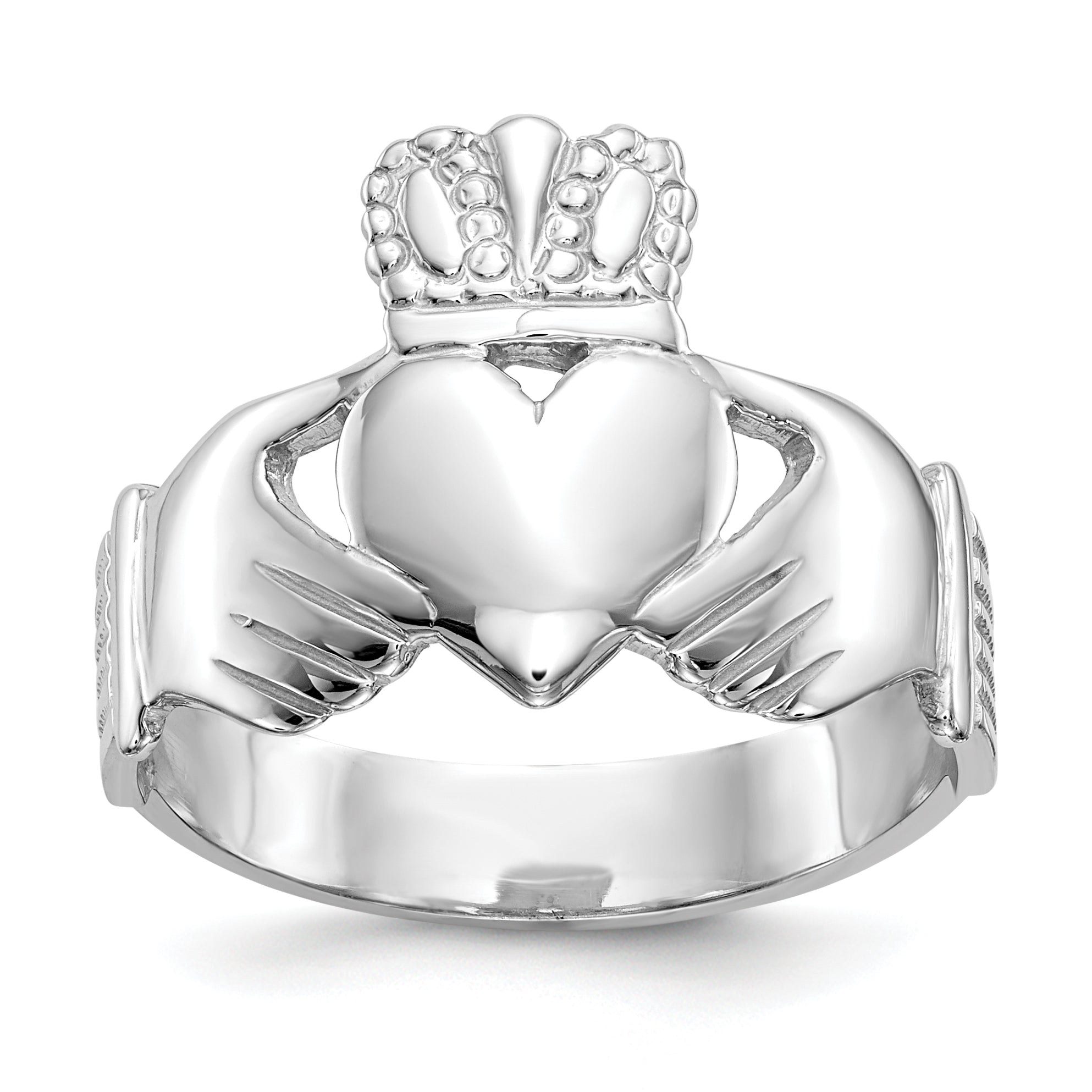 10k White Gold Men's Claddagh Ring Main image