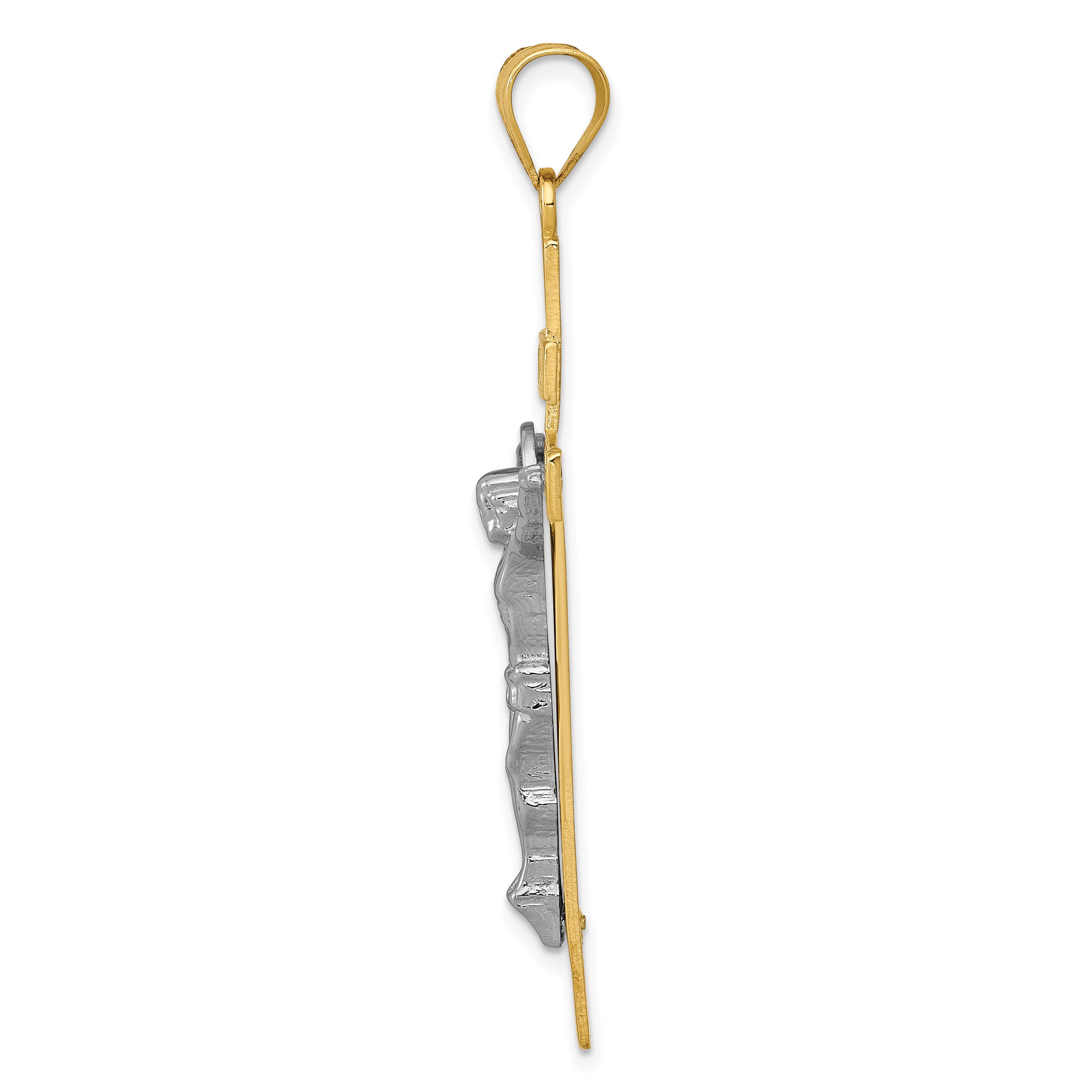 10K Two-tone INRI Crucifix Pendant Secondary image