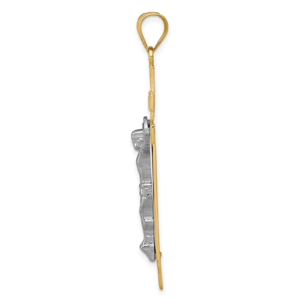 10K Two-tone INRI Crucifix Pendant