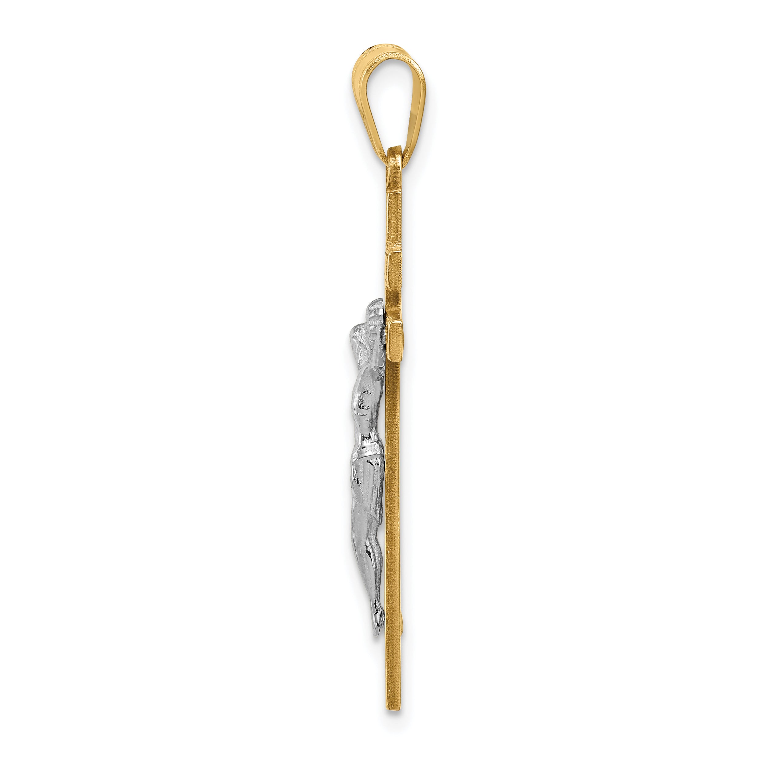 10K Two-tone INRI Crucifix Pendant Secondary image