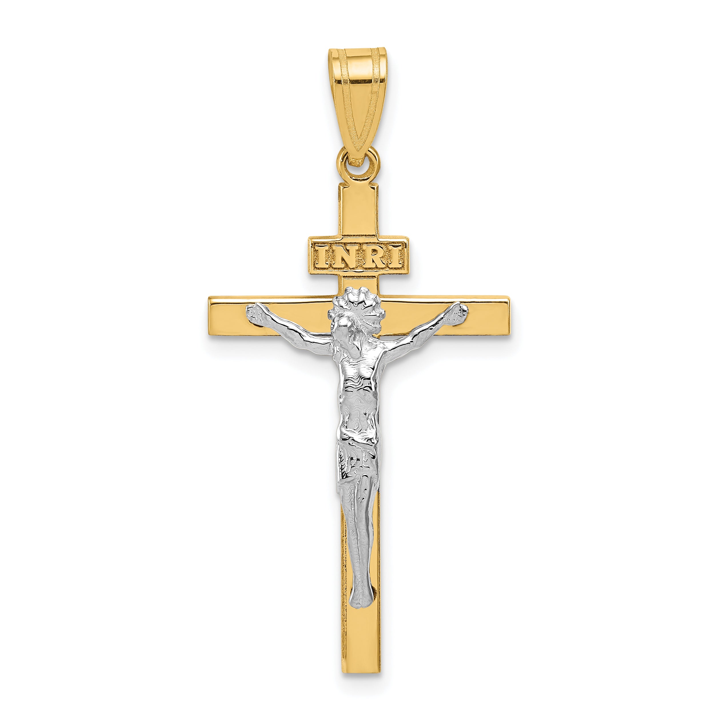 10K Two-tone INRI Crucifix Pendant Main image