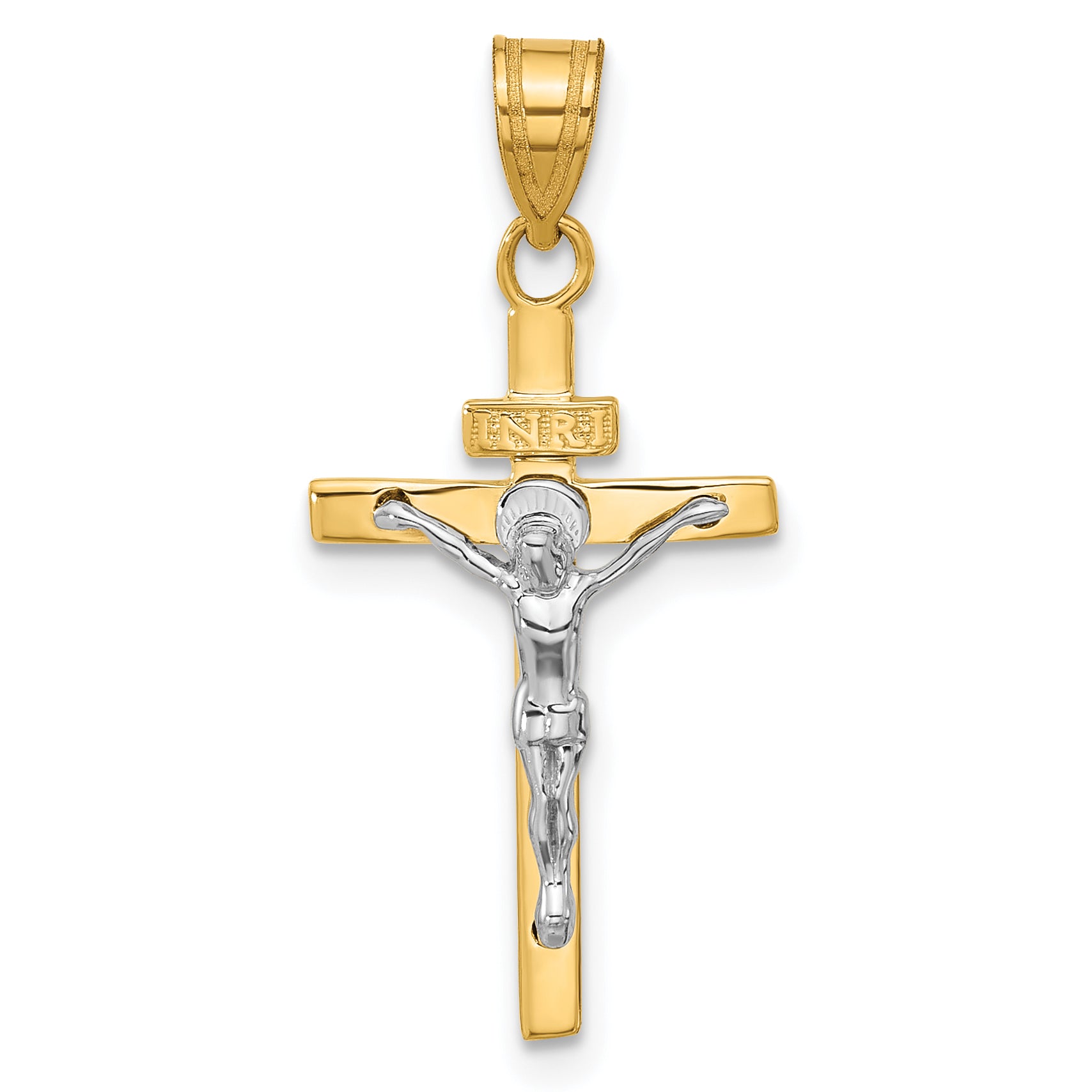 10K Two-tone INRI Crucifix Pendant Main image
