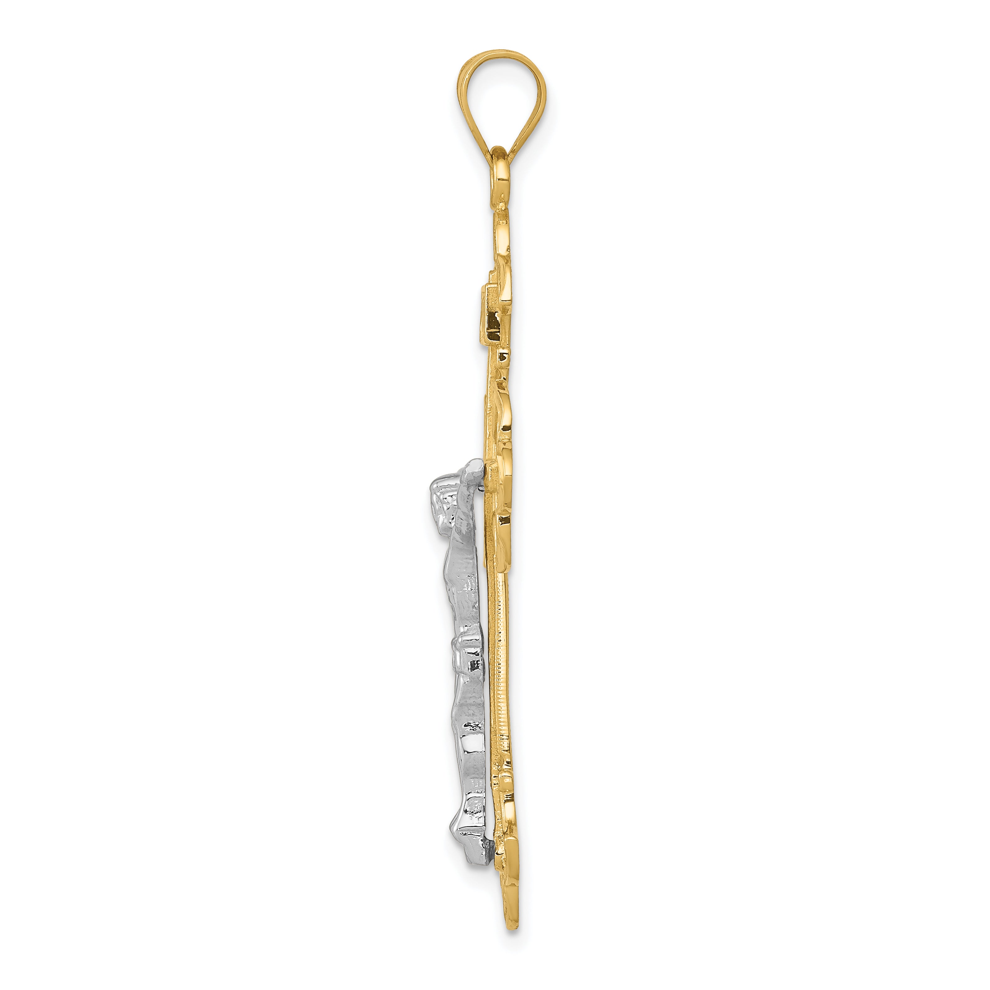 10K Two-tone INRI Crucifix Pendant Secondary image