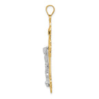 10K Two-tone INRI Crucifix Pendant
