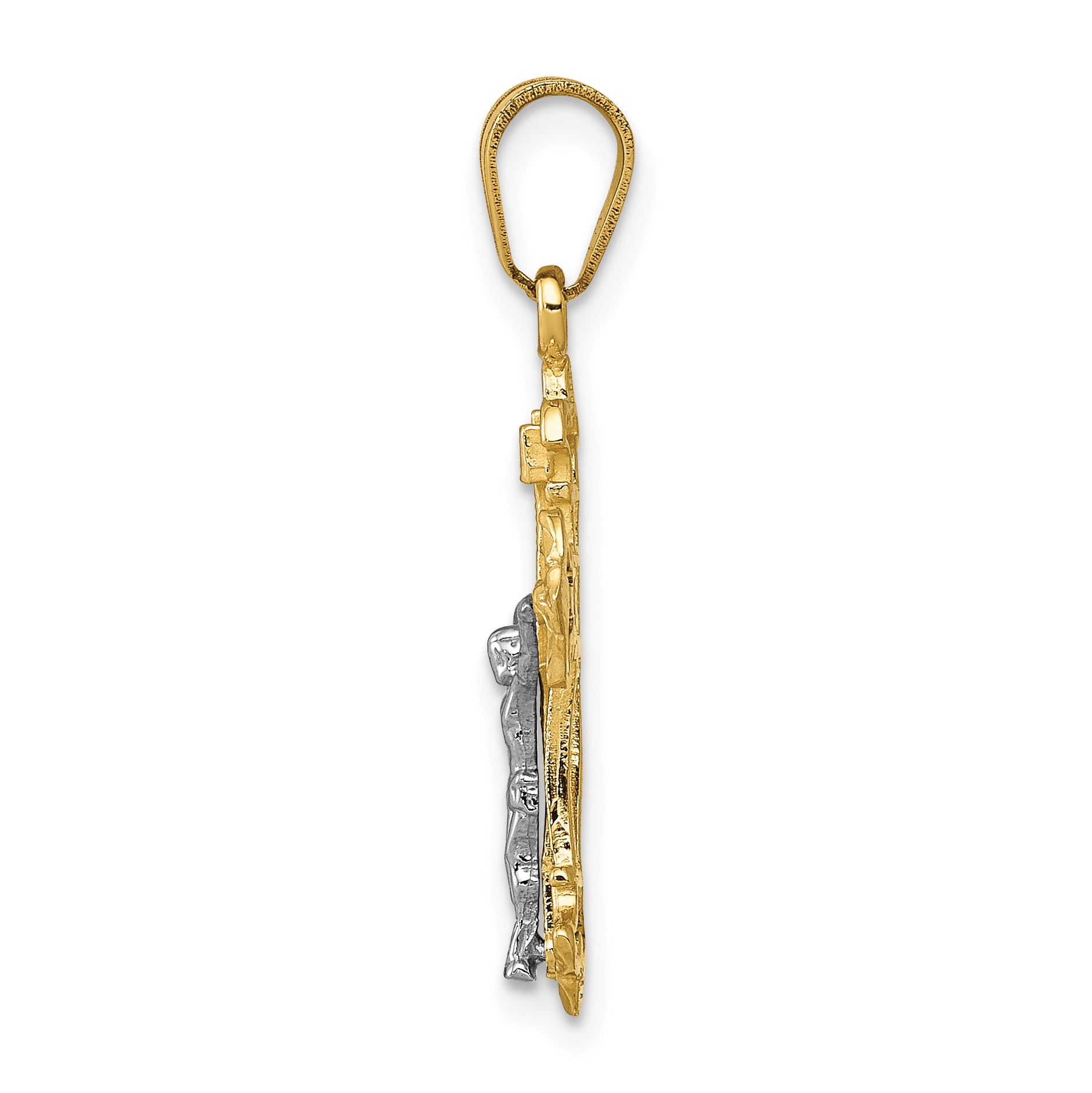 10K Two-tone INRI Crucifix Charm Secondary image
