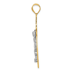 10K Two-tone Diamond-cut Crucifix Pendant