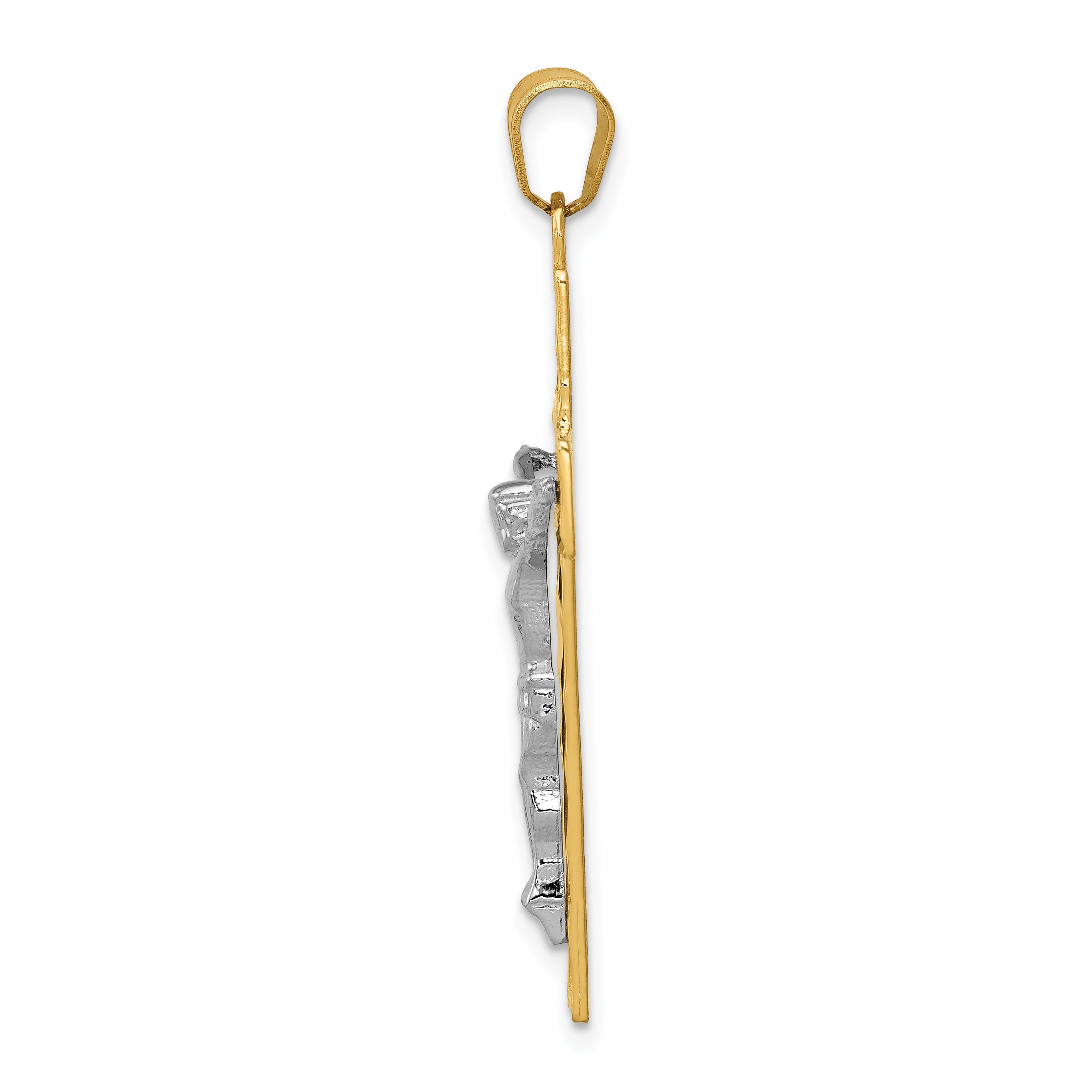 10K Two-tone Diamond-cut Crucifix Pendant Secondary image
