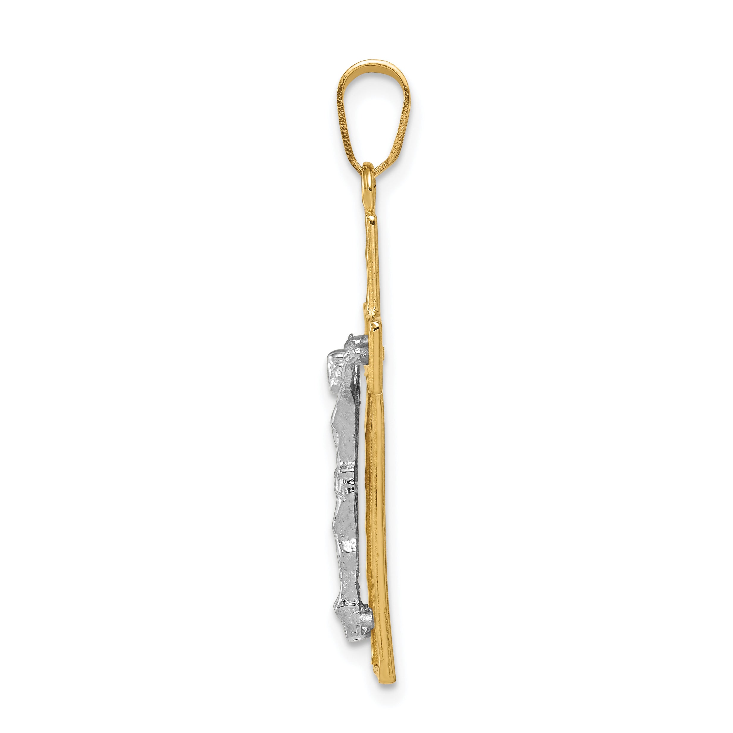 10K Two-tone Diamond-cut Crucifix Pendant Secondary image