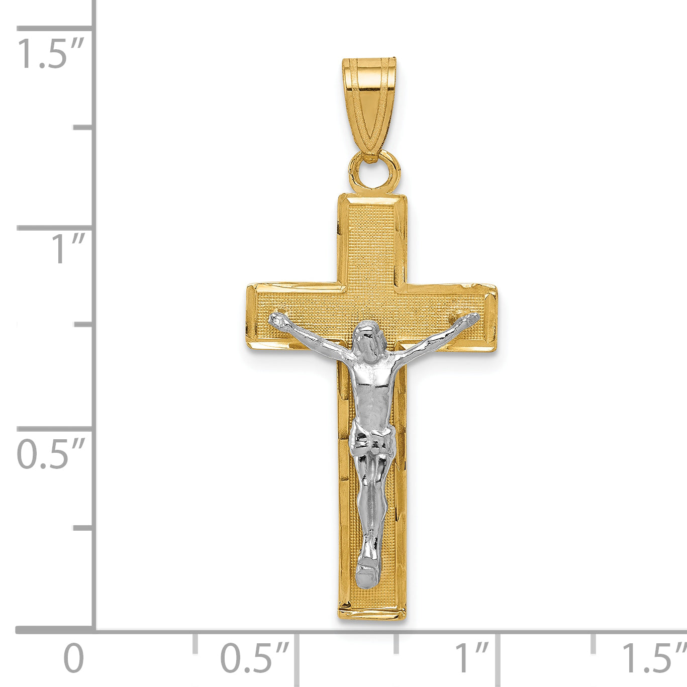 10K Two-tone Diamond-cut Crucifix Pendant