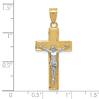 10K Two-tone Diamond-cut Crucifix Pendant