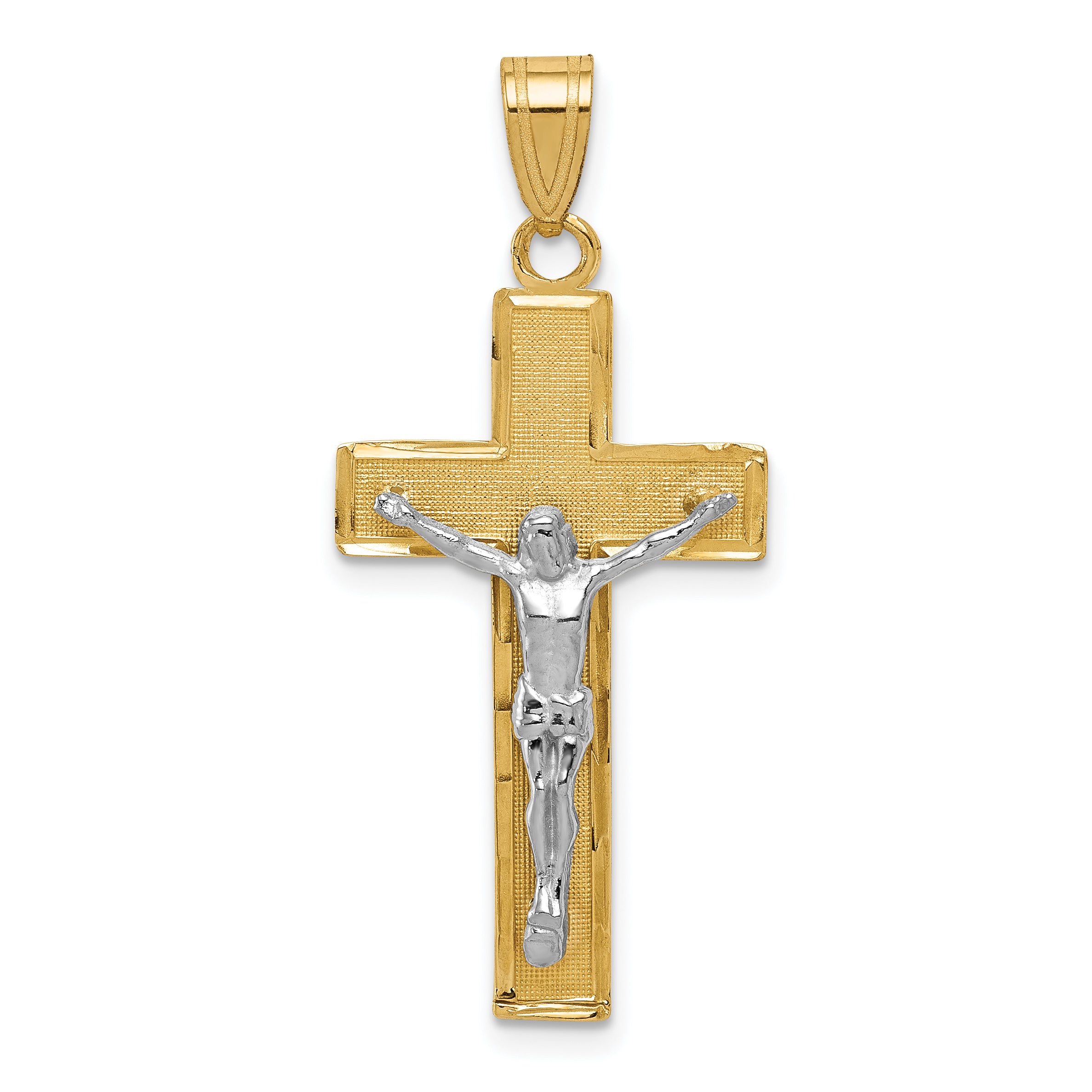 10K Two-tone Diamond-cut Crucifix Pendant Main image