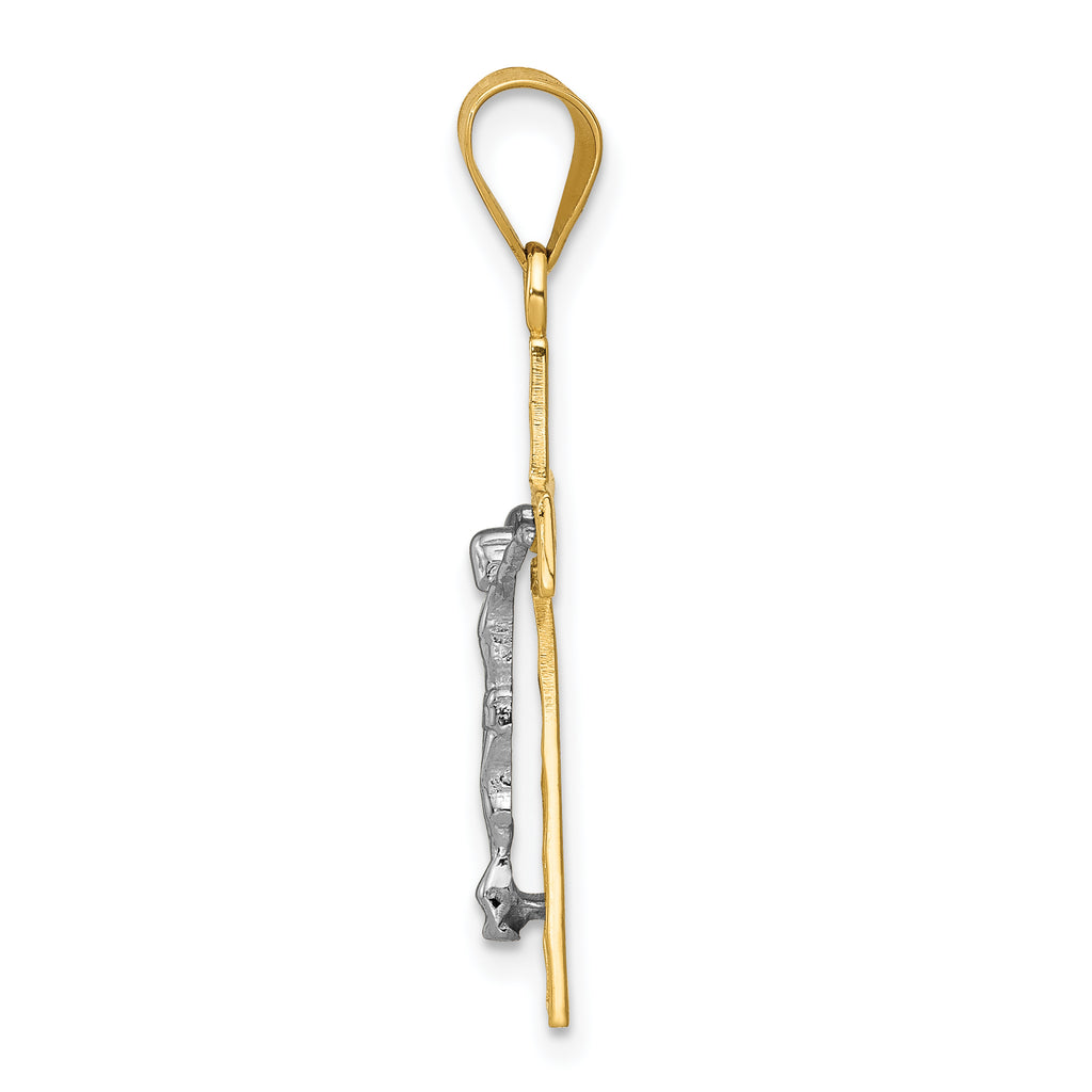 10K Two-tone Diamond-cut Crucifix Charm