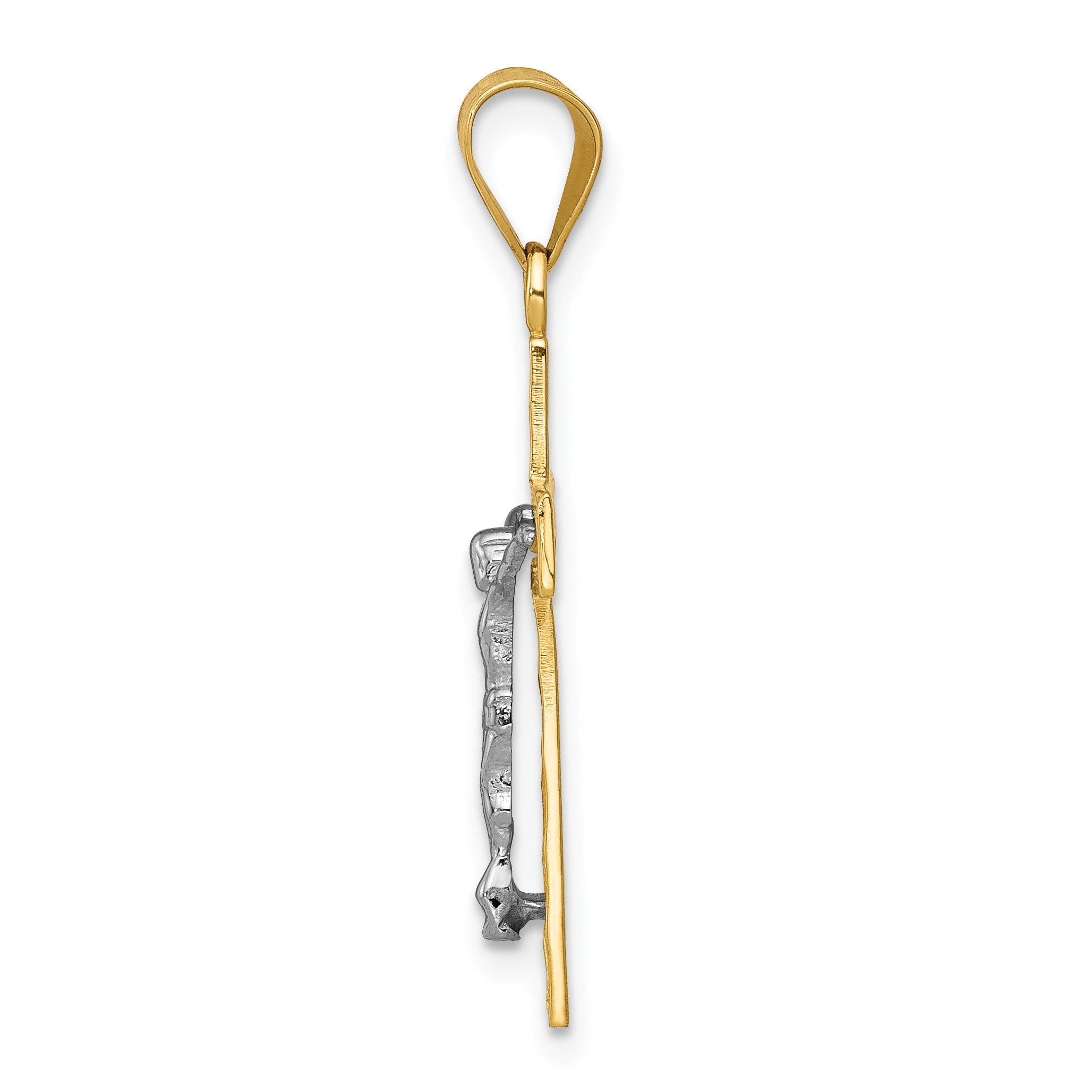 10K Two-tone Diamond-cut Crucifix Charm