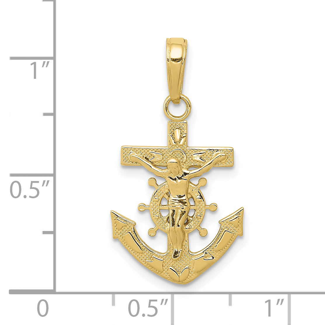 10K None Mariners Crucifix Pendant - view 3