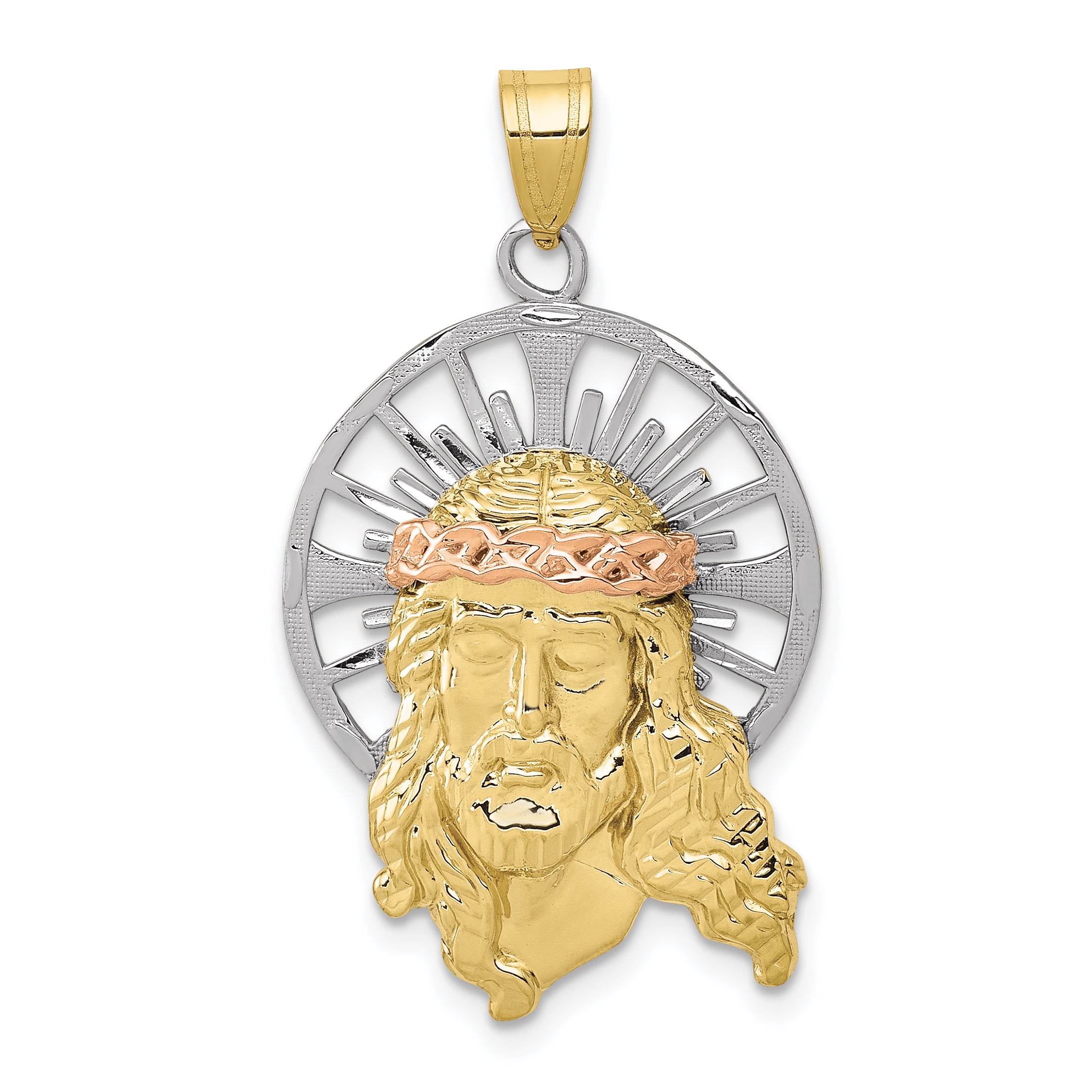 10K Tri-color Diamond-cut Christ Charm Main image