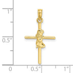 10k Praying Girl Cross Charm