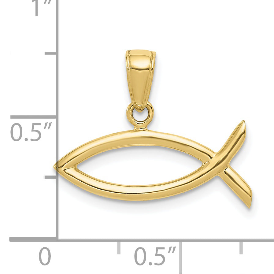 10K None Ichthus Fish Pendant - view 3