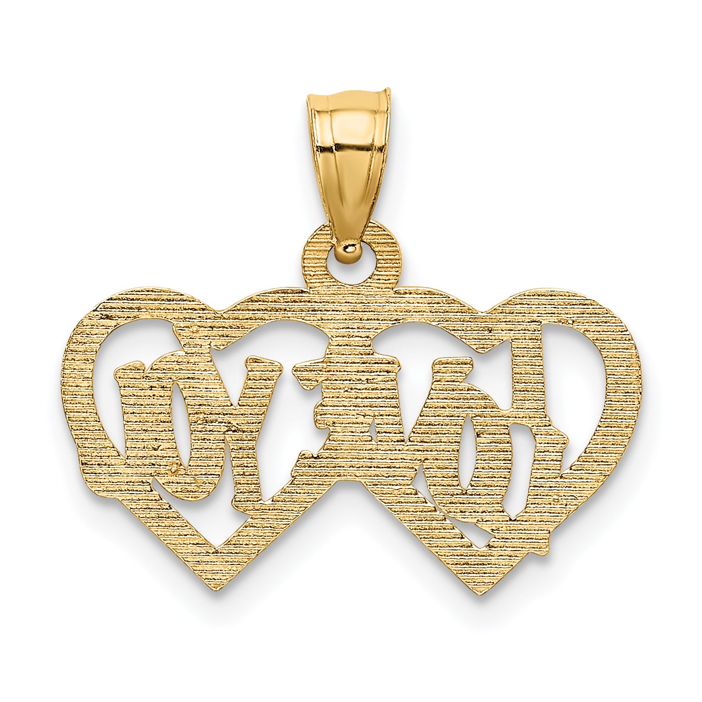 10K Polished /Textured I LOVE YOU Double Heart Pendant